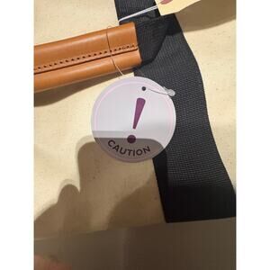 Boulevard Canvas Tote Bag Cream & Black w/ Leather Handles Snap Closure – NWT